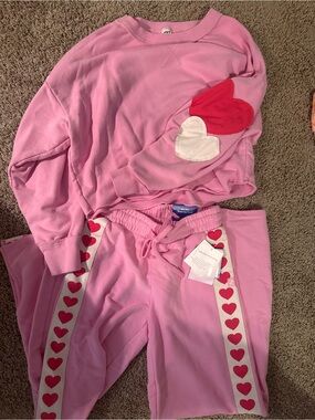 Target Pink Heart Patch Crewneck & Jogger Set